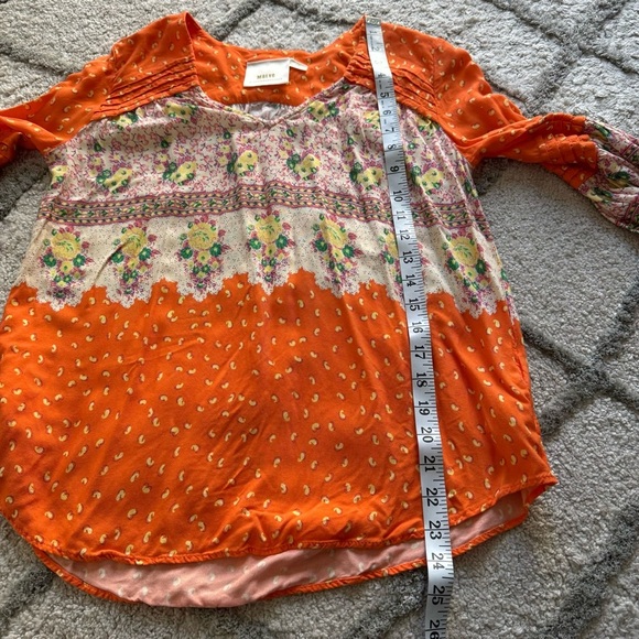 Maeve Anthropologie Ceresco Peasant top floral blouse orange boho XS - Picture 5 of 7